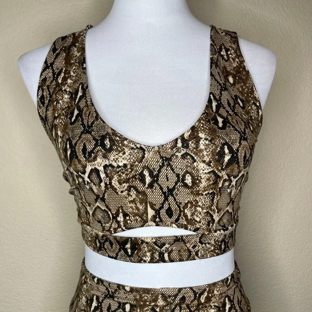 12th Tribe Snake Print 2 Piece Set Crop Top & Biker Shorts Large